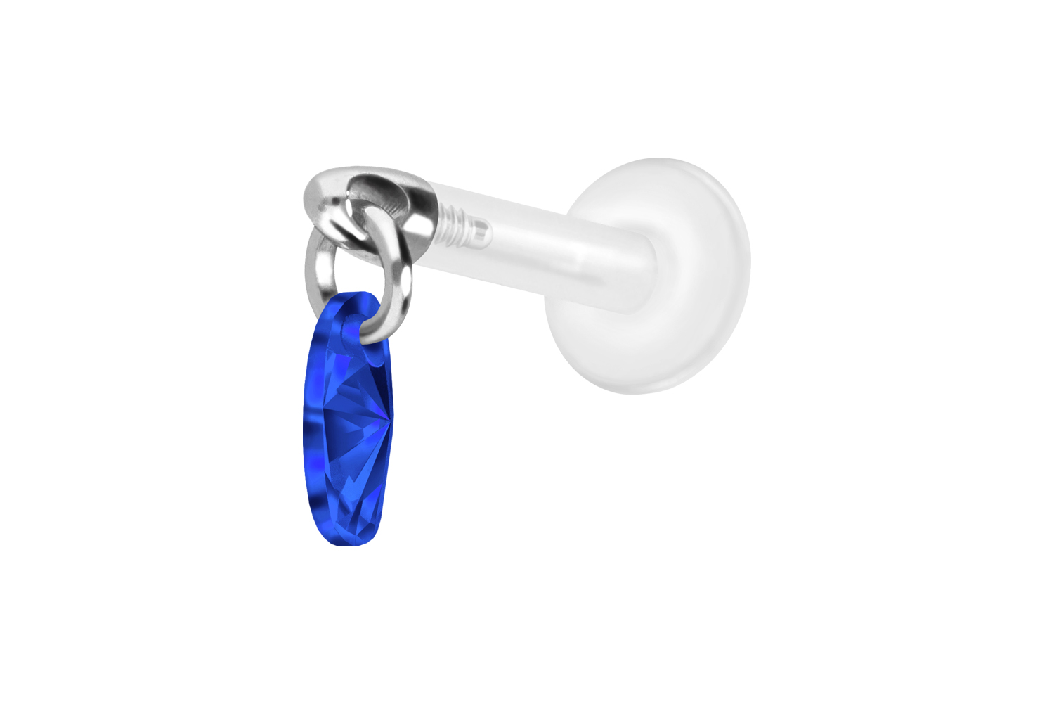 PTFE Labret Piercing mit Innengewinde + Titan-Aufsatz KRISTALLOVAL